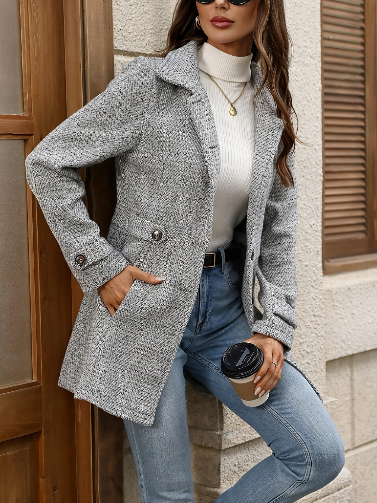 Kendra | Herringbone Coat with Waist-Defining Fit