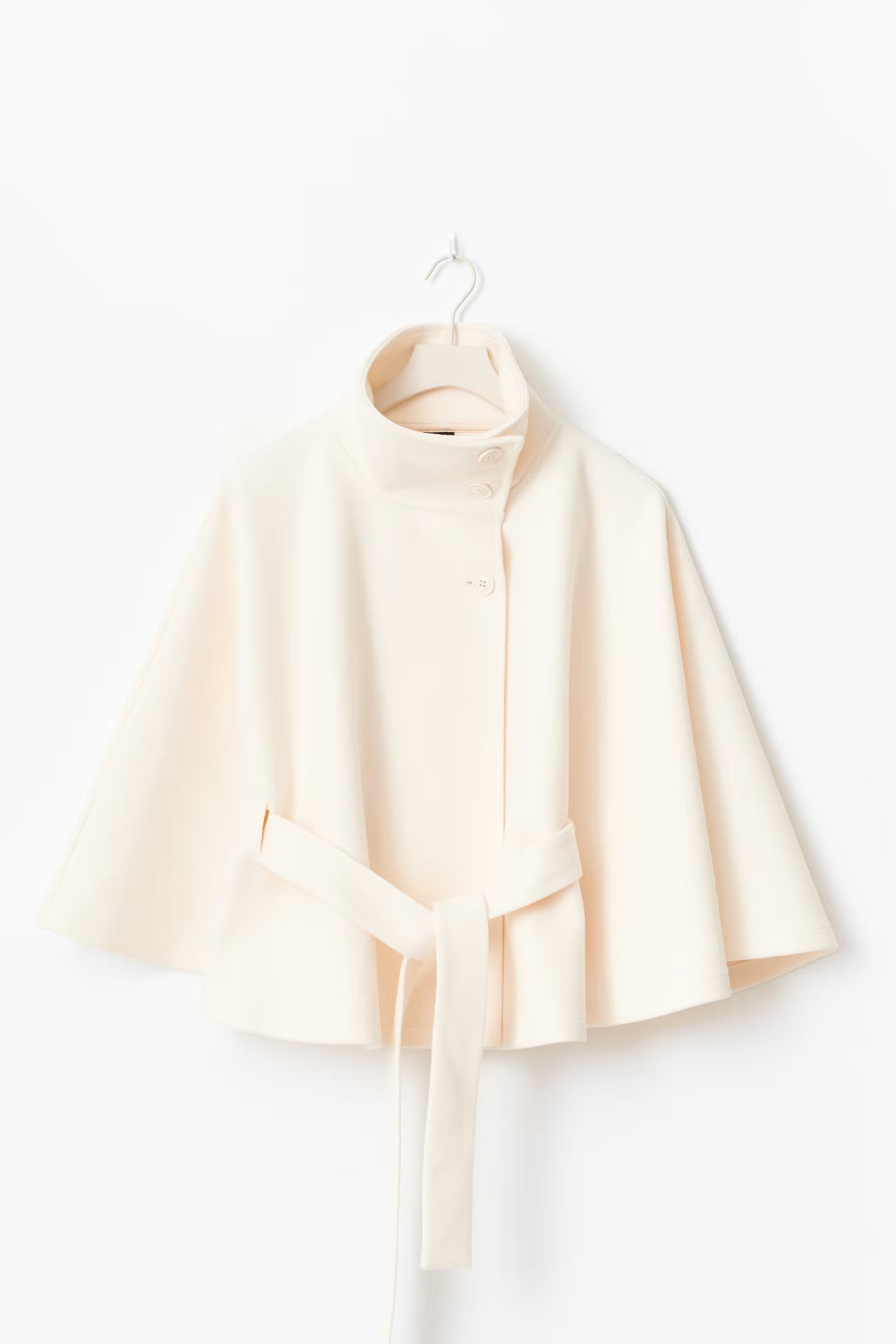 Cape Jas Dames Regular Fit Hoge Kraag Strik Ceintuur Winter