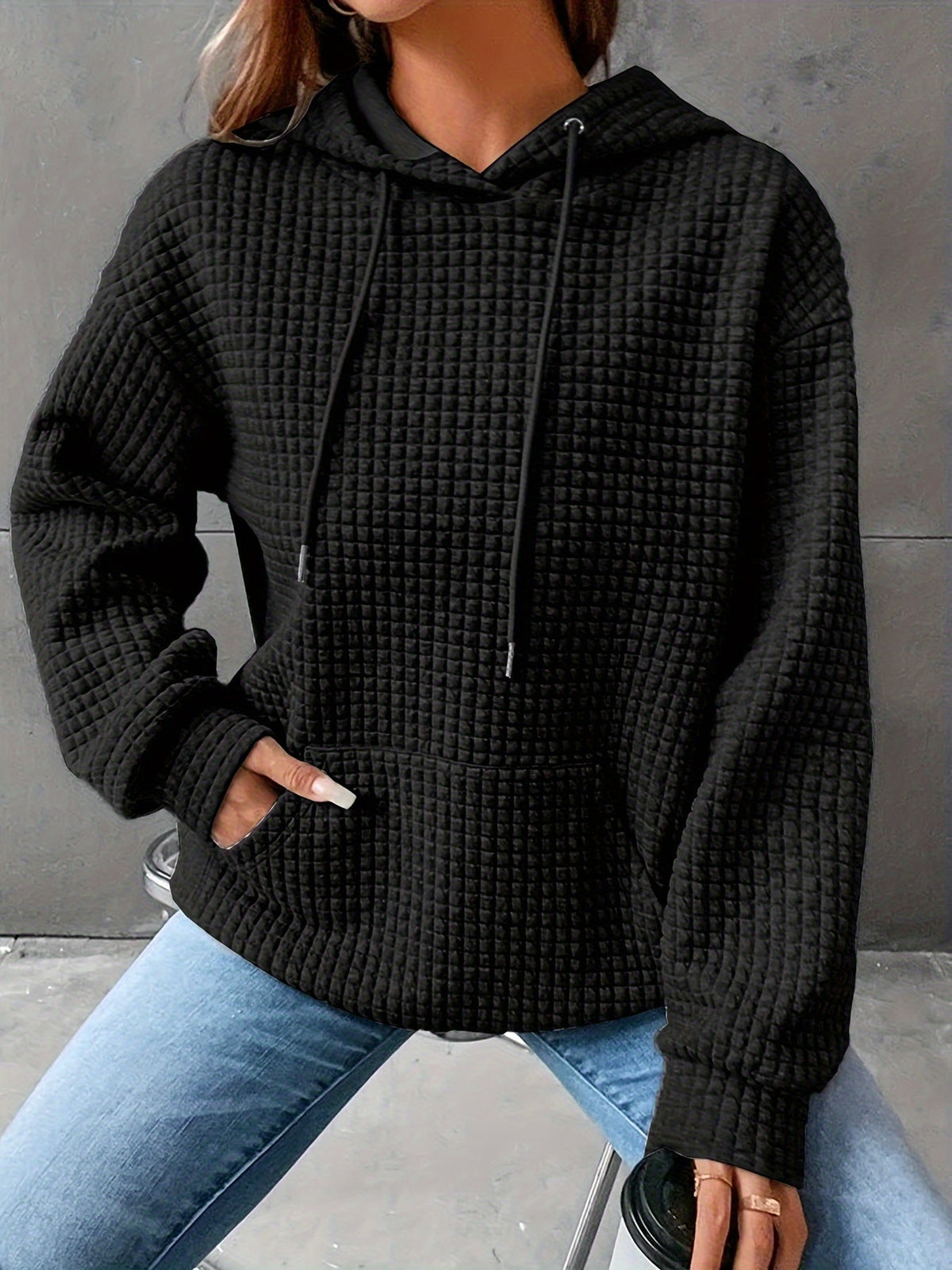 Women's Hooded Sweatshirt | Cozy Waffle Texture