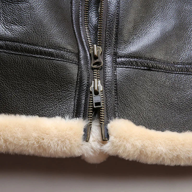 OLD MONEY Leather Aviator Coat