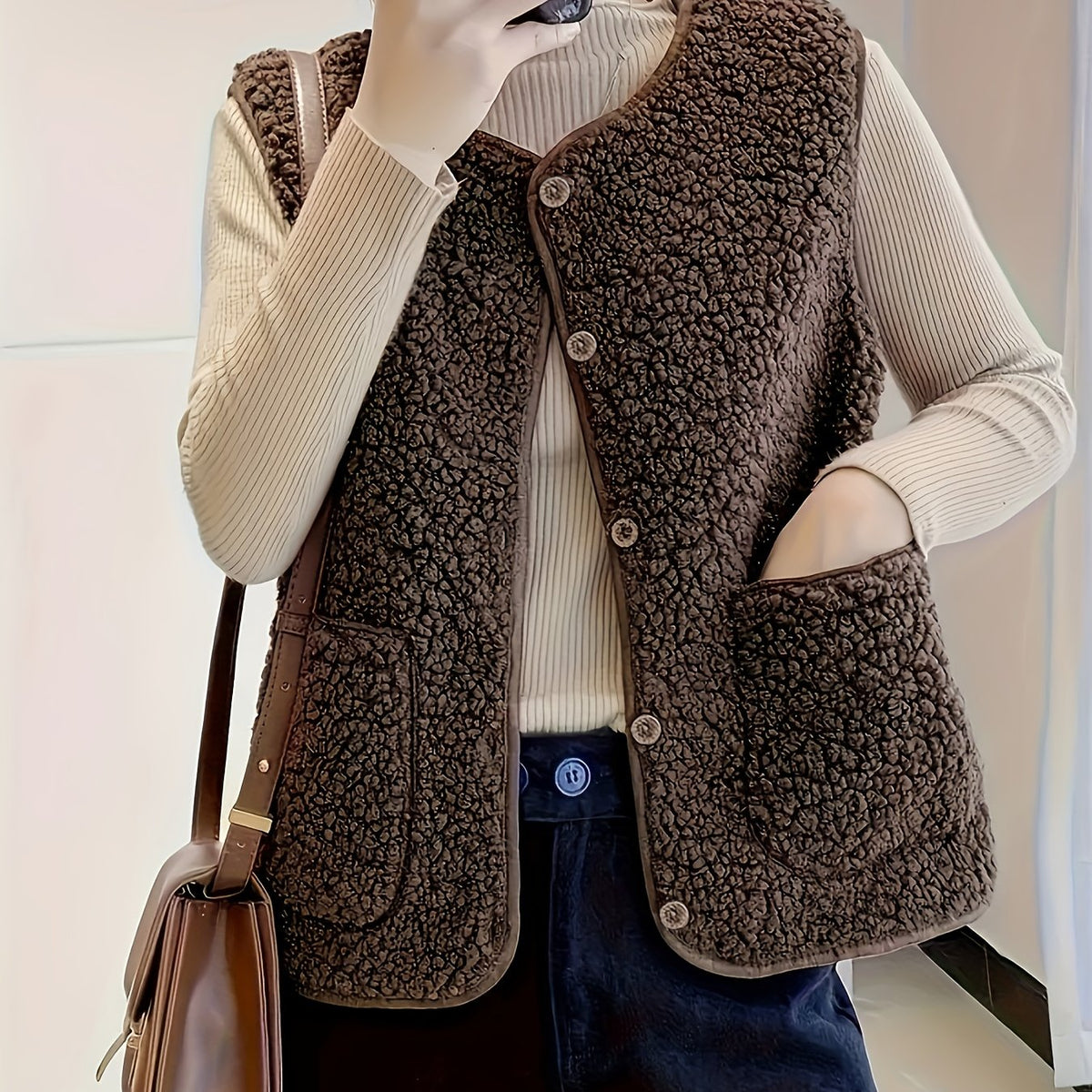 Estella | Textured Button-Down Vest