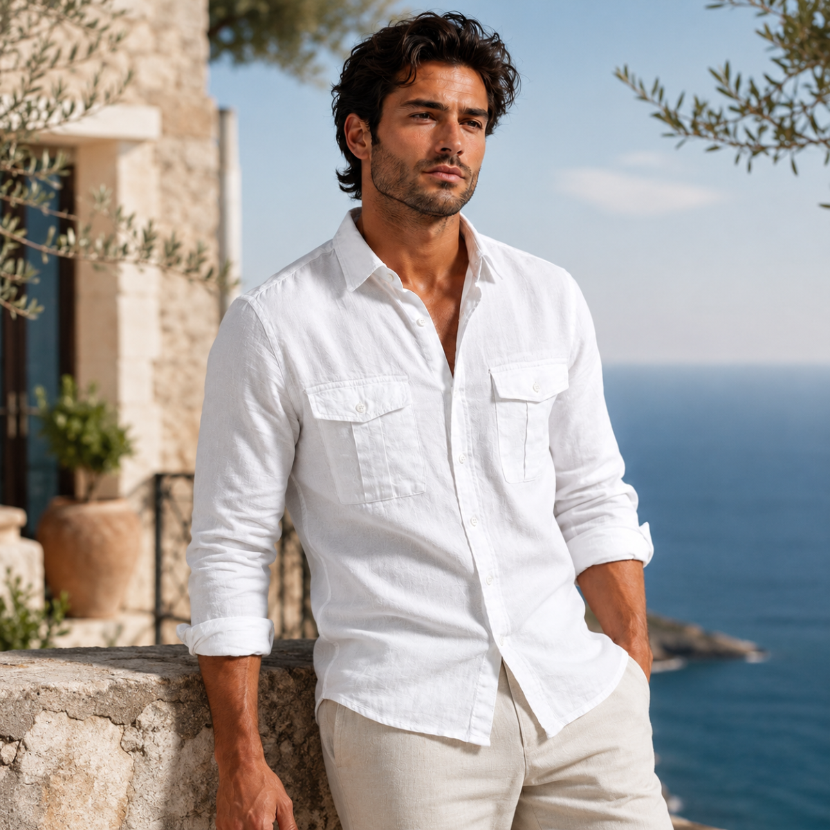 The Brera Men’s Casual Cotton Summer Linen Shirt
