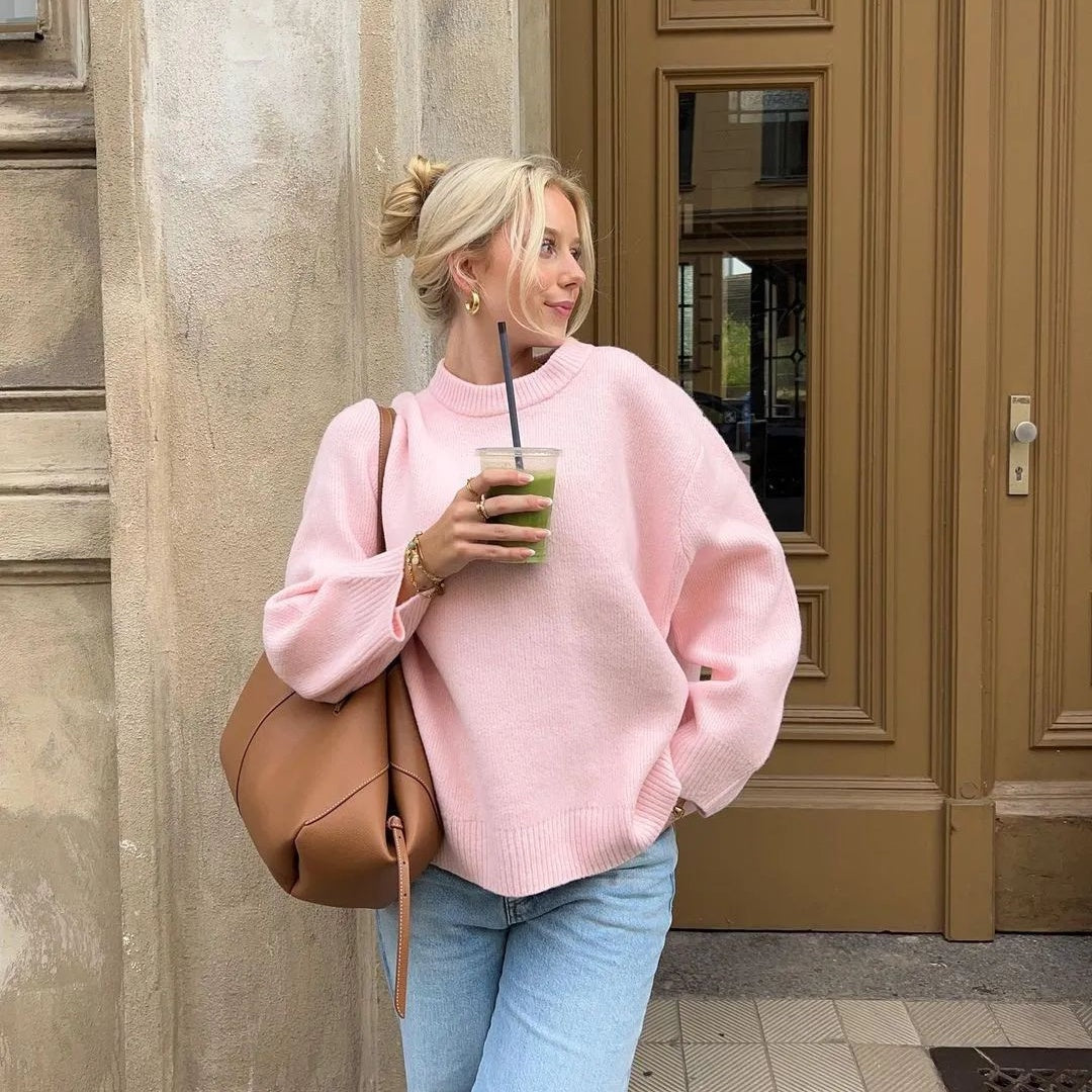 Klara | Comfortable Long Sleeve Round Neck Sweater with Stretch