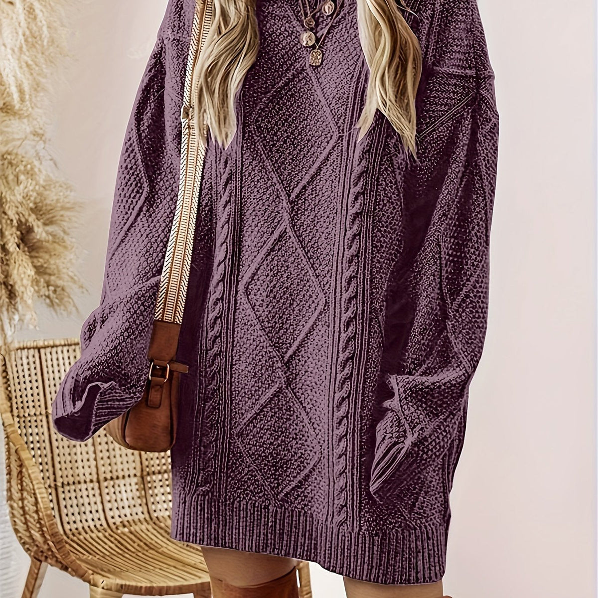 Wilhelmina | Cozy Cable-Knit Sweater Dress