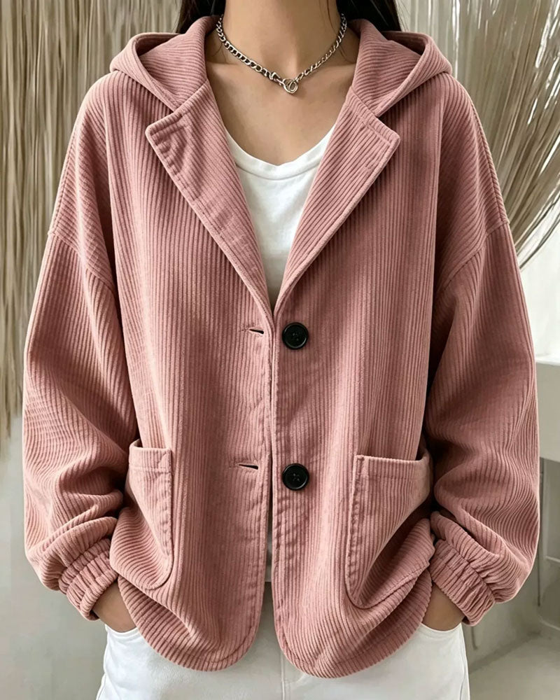 Relaxed Hooded Coat with Button Pockets