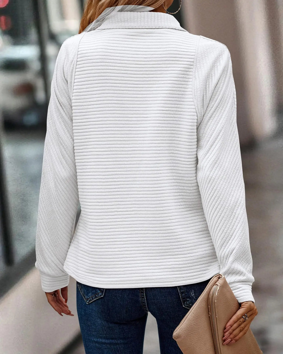 Ladies' Sweater with Collar and Zip | Stylish Comfort for Cooler Days
