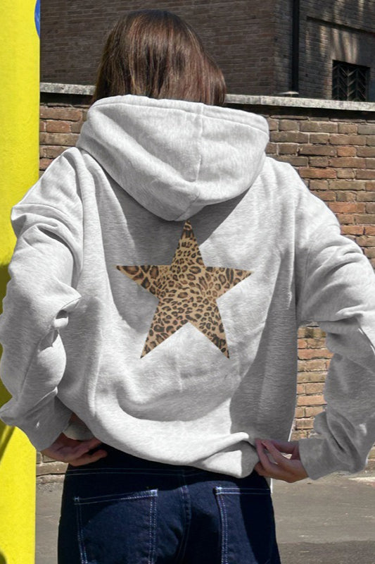 Women's Relaxed Fit Hoodie with Glitter Star Design