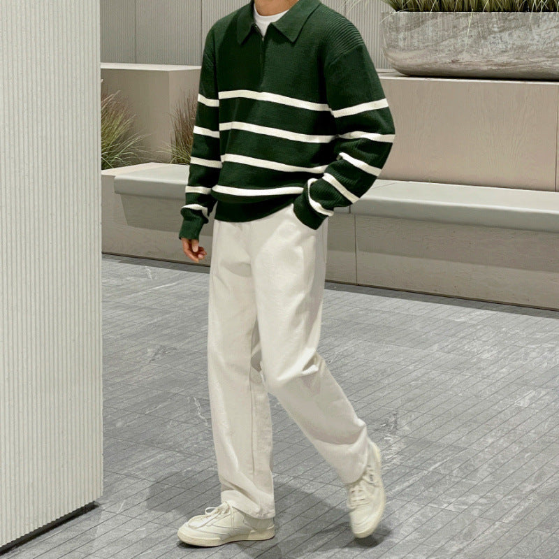 Striped Quarter-Zip Sweater