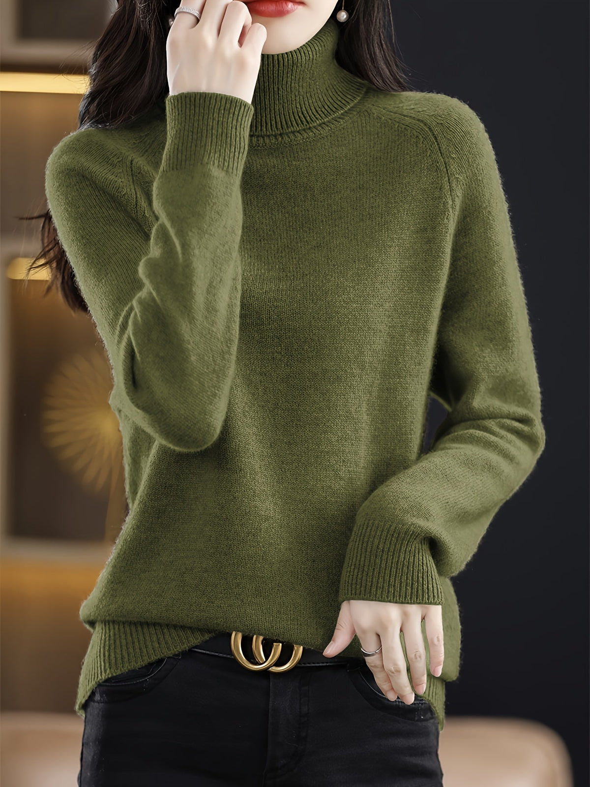 WOMEN'S ROLL NECK PULLOVER