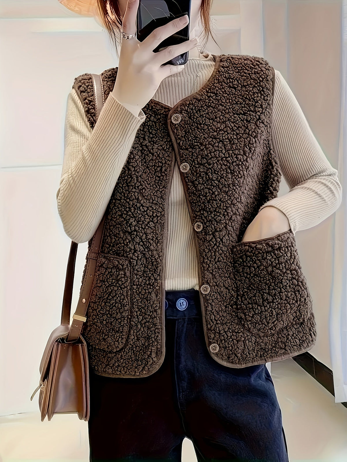 Estella | Textured Button-Down Vest