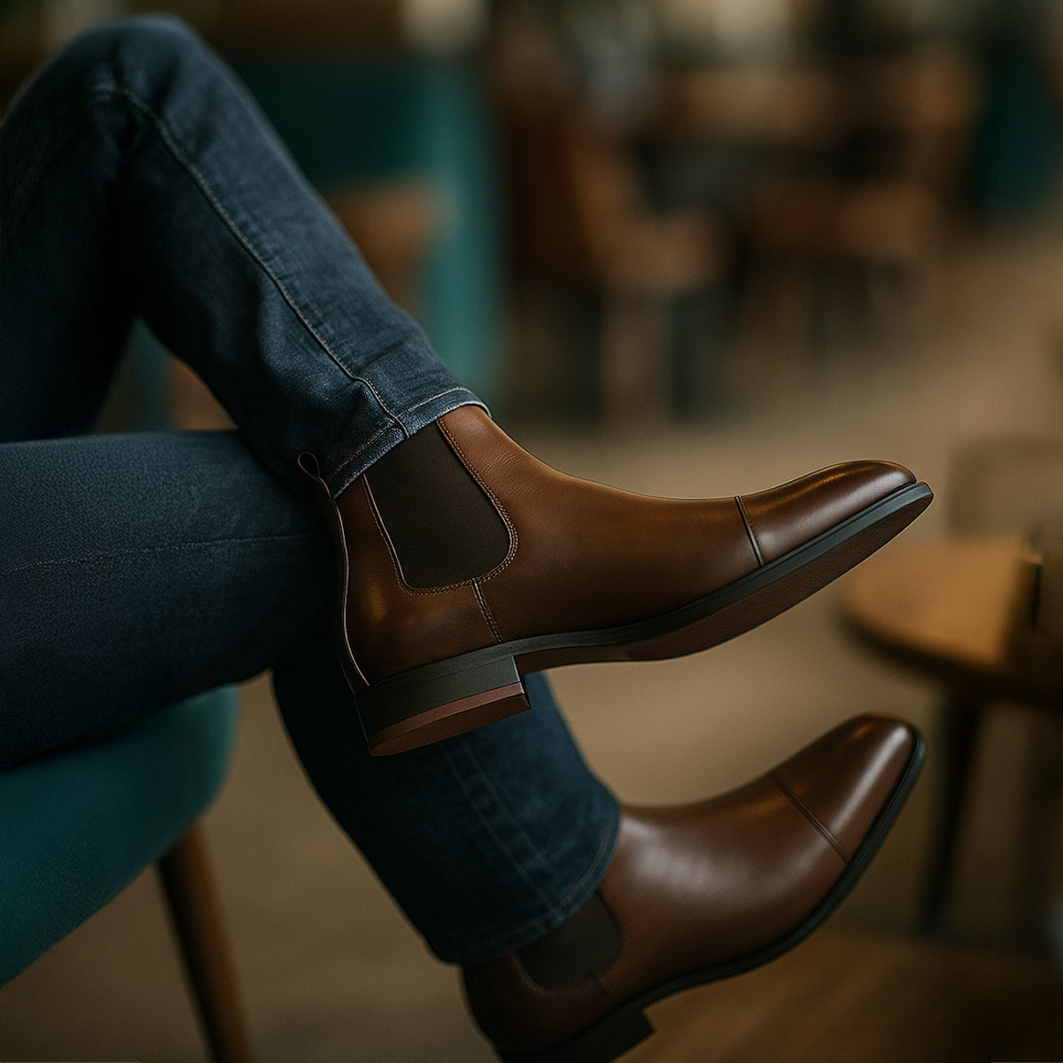 Stylish Classic Men's Faux Leather Chelsea Boots