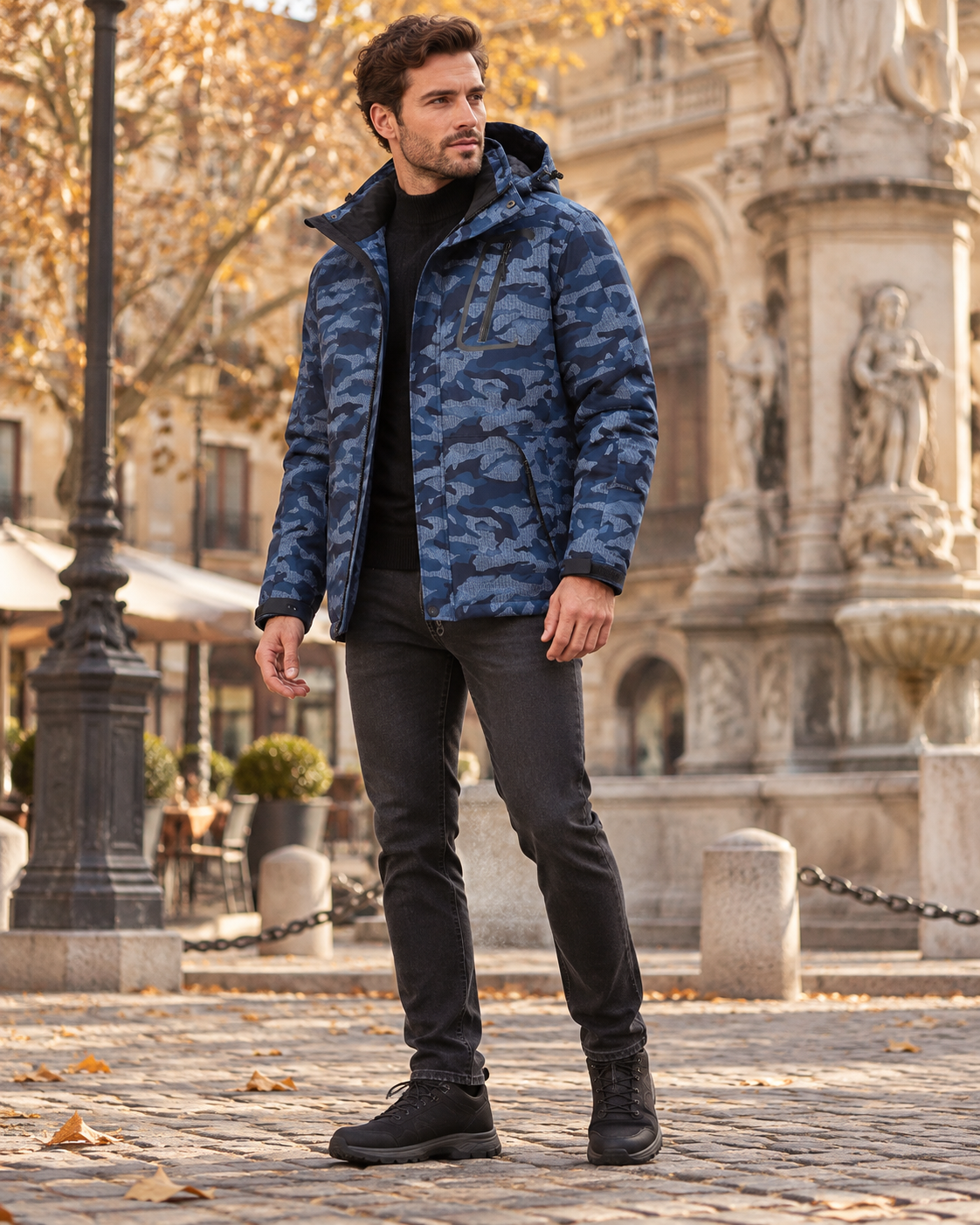 Orlando Men's Waterproof Winter Ski Jacket with Fleece Lining and Detachable Hood