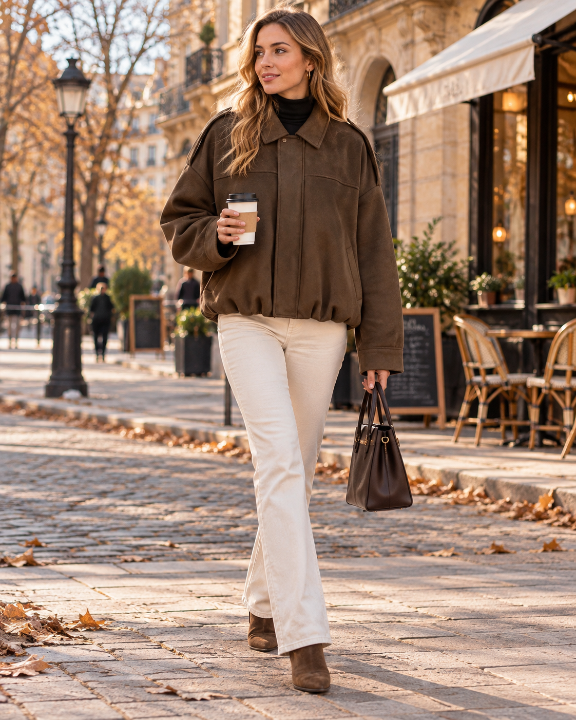 Wynona Women's Relaxed Fit Faux Suede Bomber Jacket with Batwing Sleeves