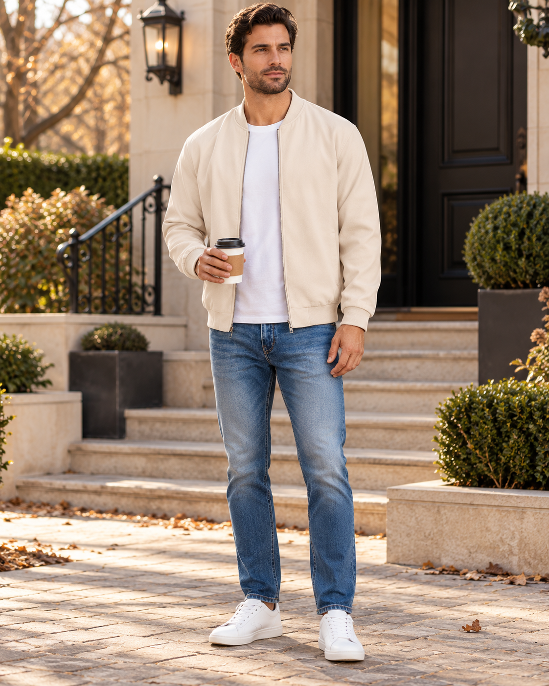 Evander Men's Lightweight Casual Bomber Jacket – Zip-Up Aviator Style