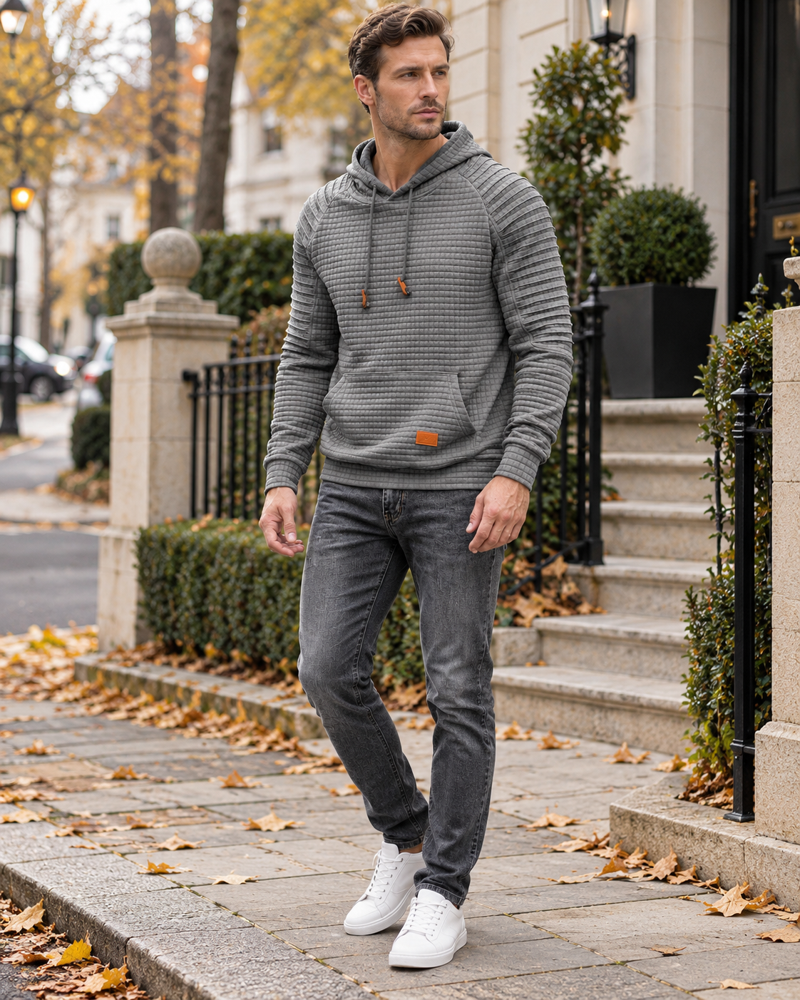 Men's Harvey Textured Hoodie - Adjustable Hood with Spacious Kangaroo Pocket