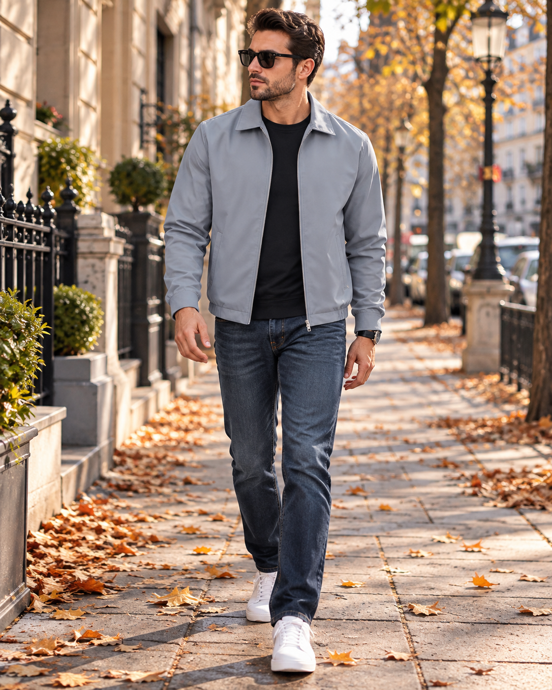 Samuel Men's Lightweight Zip Jacket with Classic Collar and Zippered Pockets