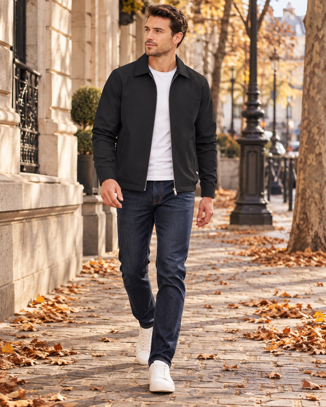 Samuel Men's Lightweight Zip Jacket with Classic Collar and Zippered Pockets