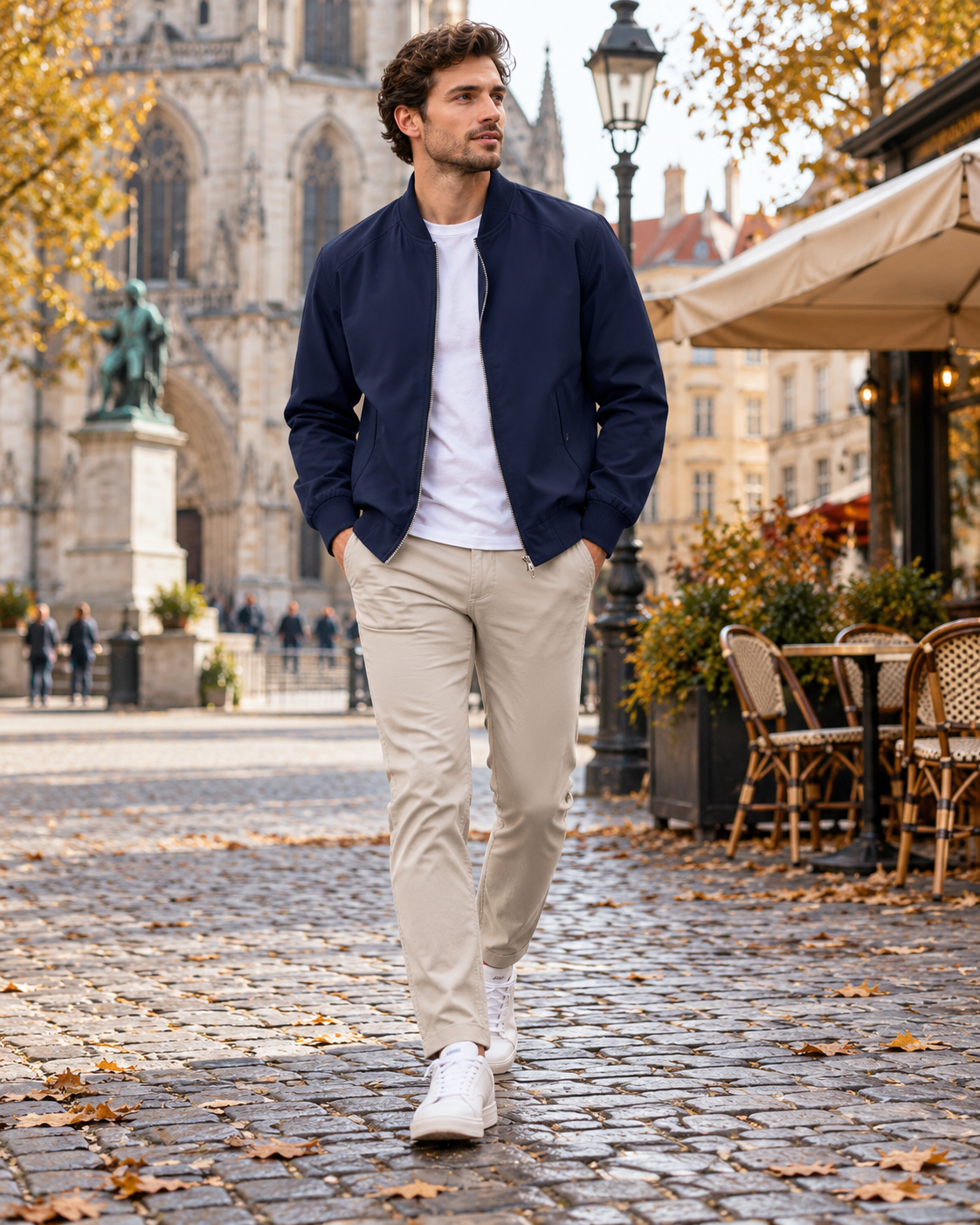 Cassian Men's Lightweight Bomber Jacket – Classic Ribbed Details, Pockets, and Full-Length Zip Windbreaker