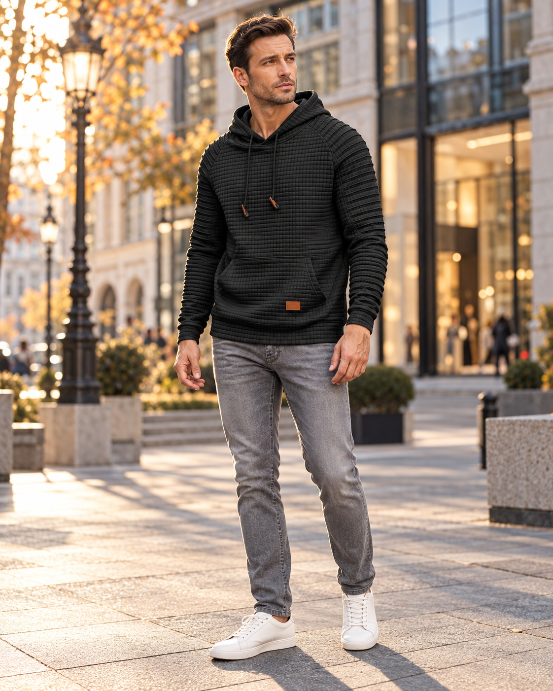Men's Harvey Textured Hoodie - Adjustable Hood with Spacious Kangaroo Pocket