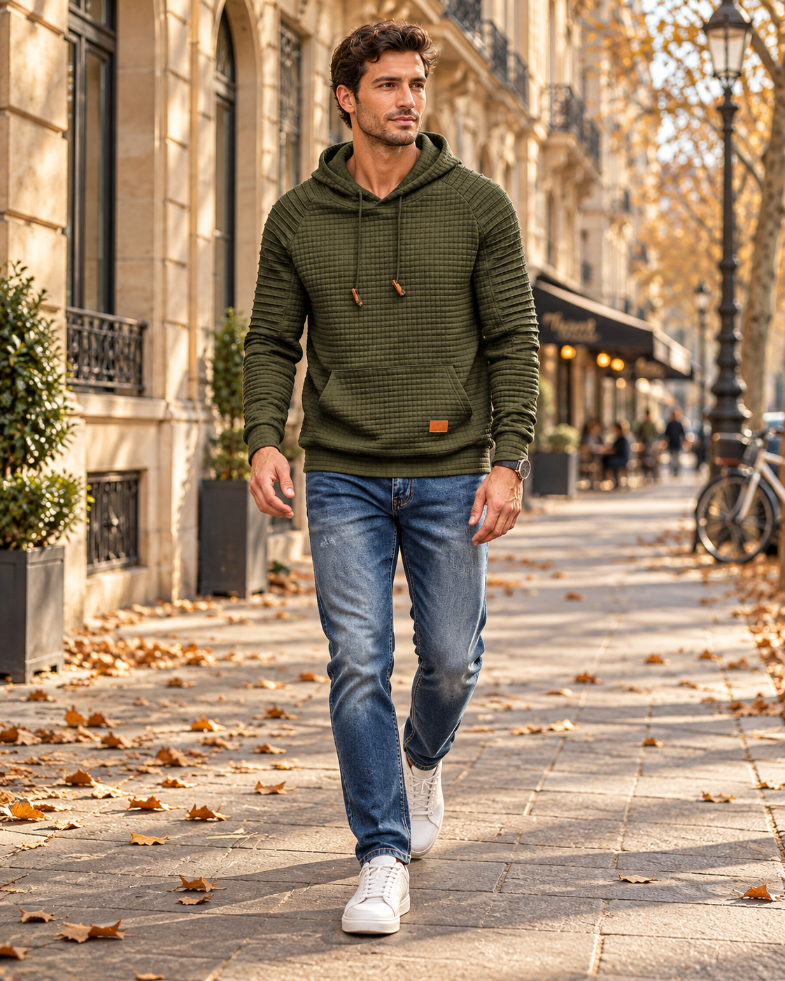 Men's Harvey Textured Hoodie - Adjustable Hood with Spacious Kangaroo Pocket