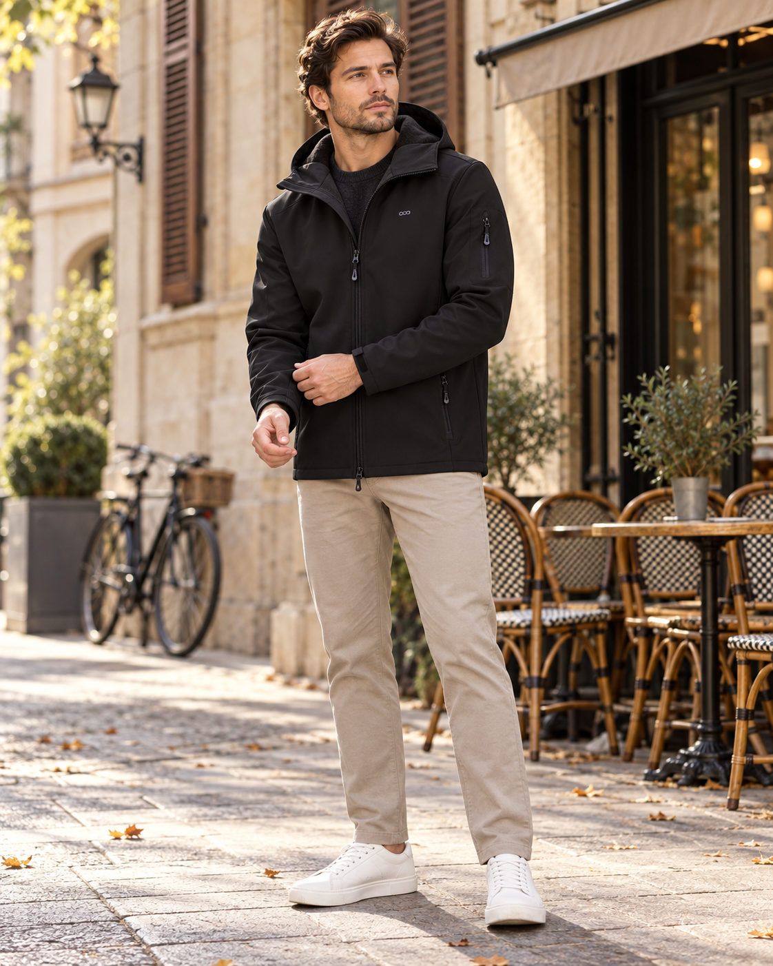 Rafael Men's Fleece-Lined Hooded Waterproof Softshell Jacket - Perfect for Everyday Wear