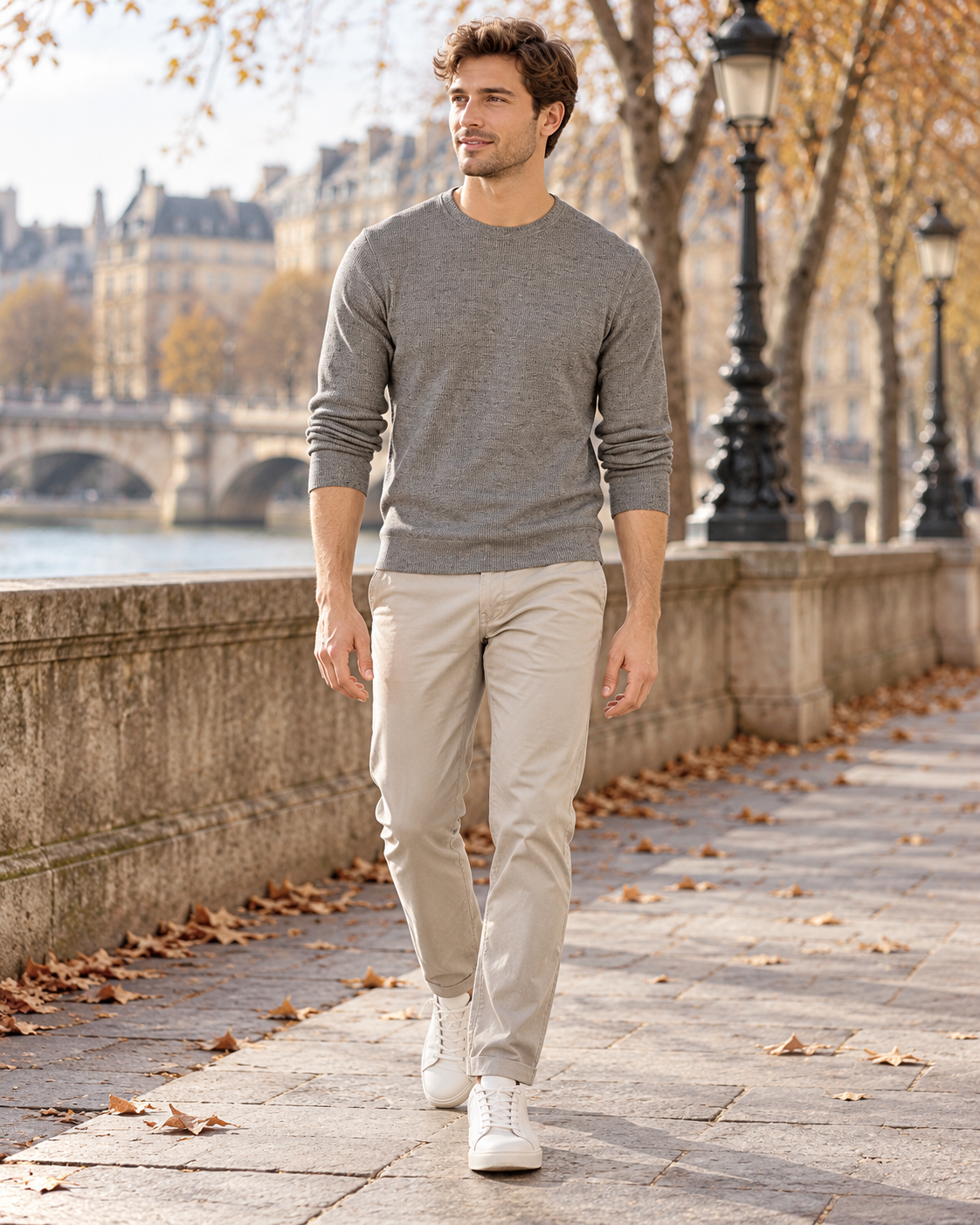 Gabriel Men's Lightweight Round Neck Waffle Knit Thermal Top with Long Sleeves