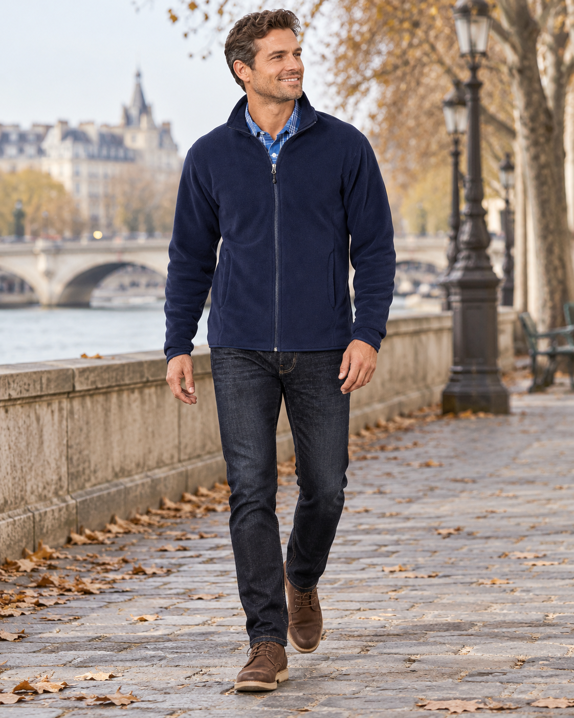 Kian Men's Full Zip Fleece Jacket with High Collar - Made from Recycled Polyester