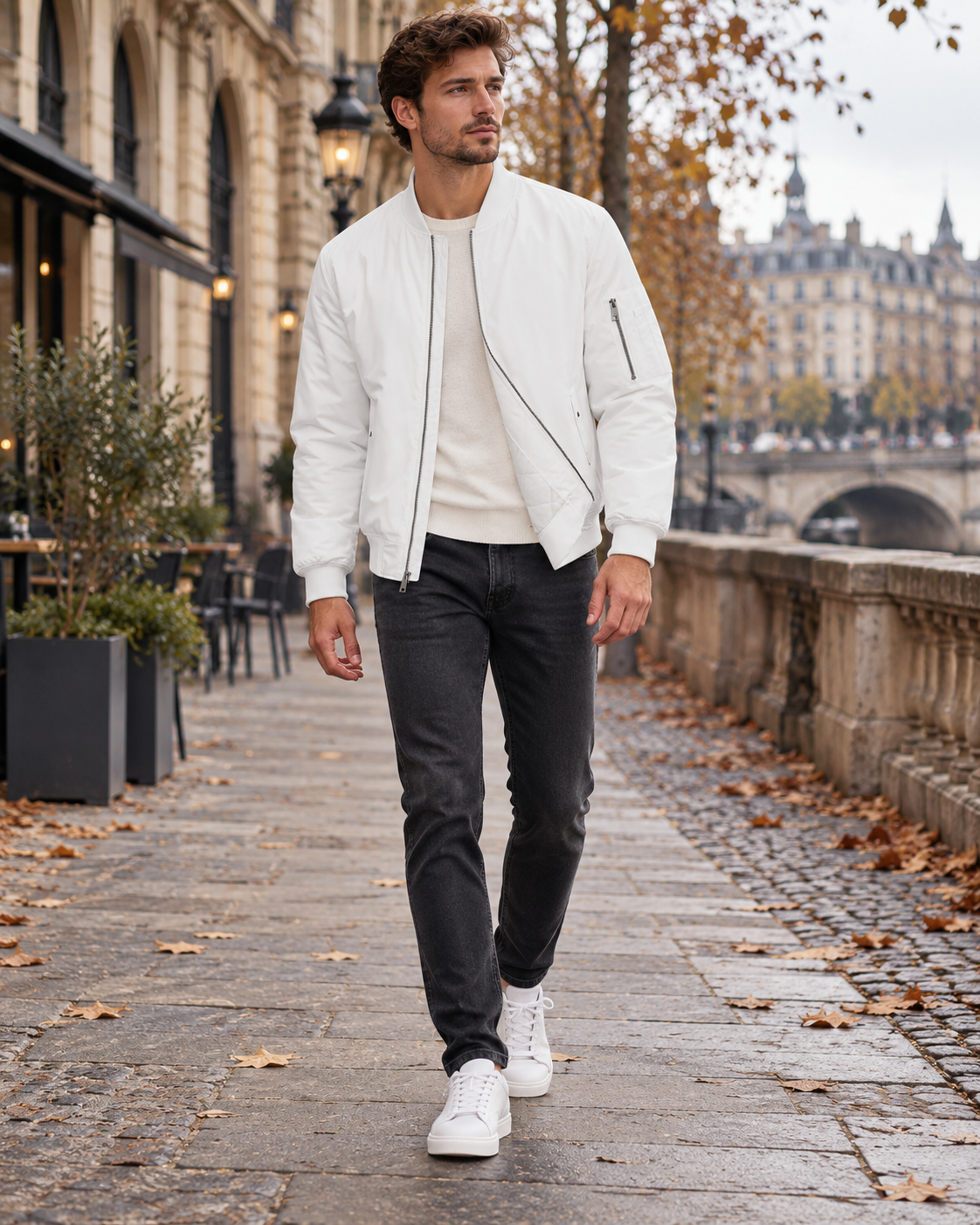 Kian Men's Lightweight Waterproof Quilted Bomber Jacket - Windproof for Cold Weather