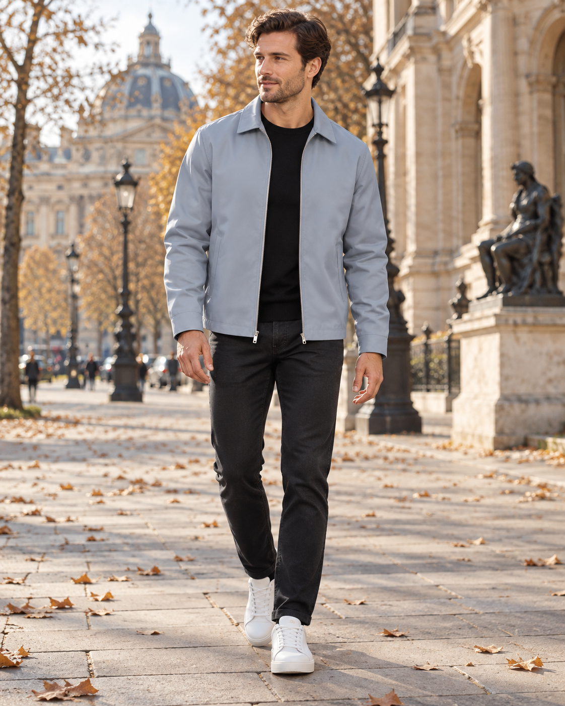 Iñigo Men's Lightweight Water-Resistant and Windproof Zip Jacket with Classic Collar and Pockets