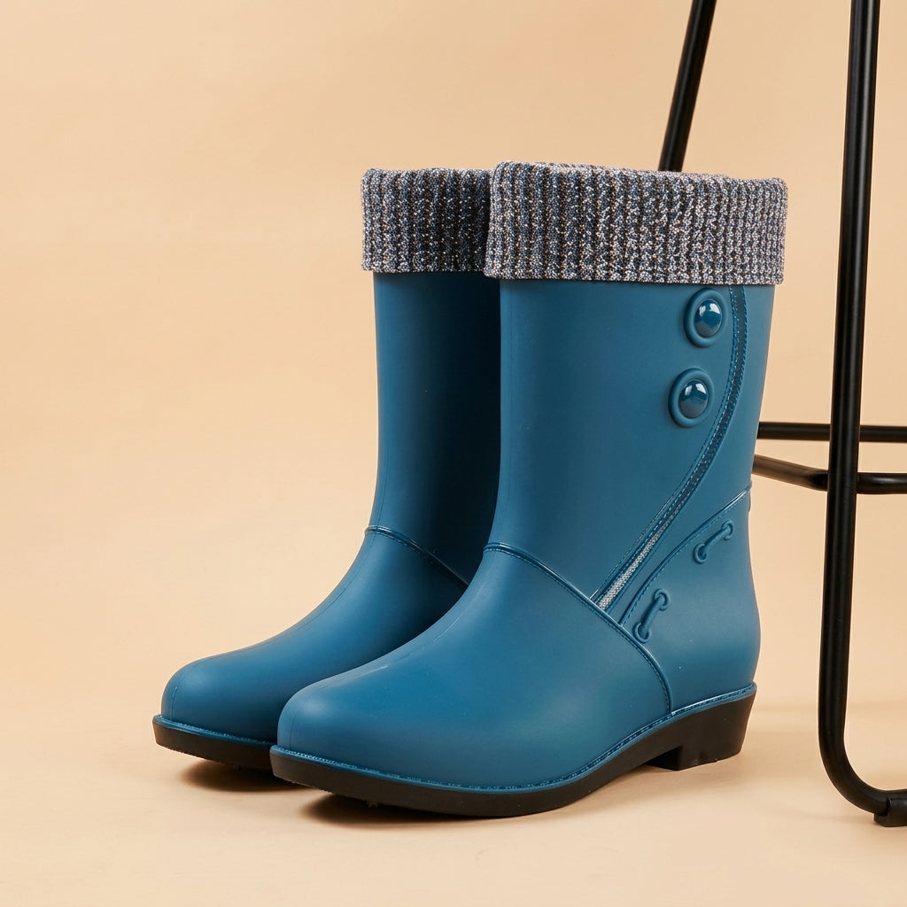 Lined Waterproof Rain Boots for Women with Non-Slip Sole