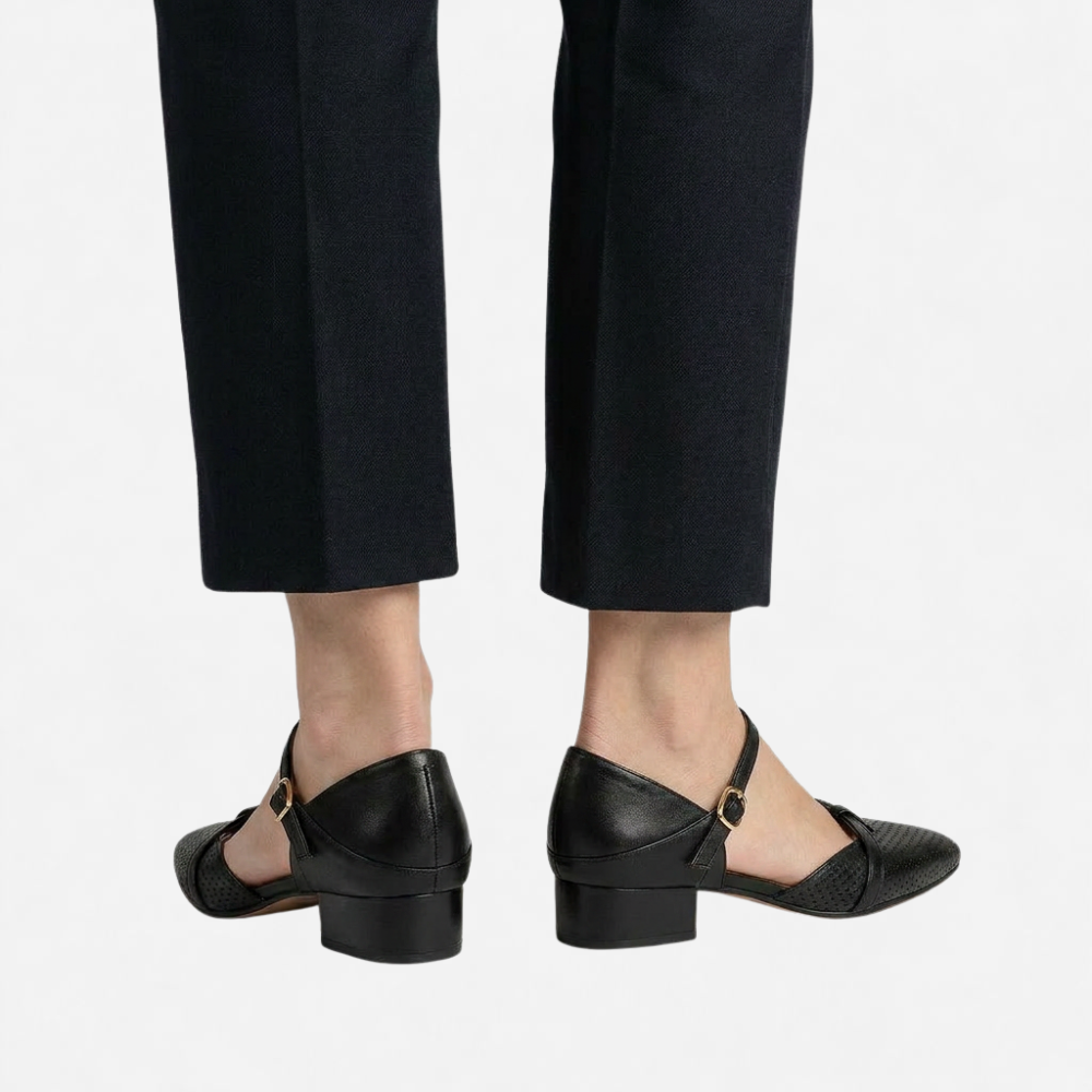 OLDMONEYLOOK | Women’s Refined Patchwork Ankle Strap Flats