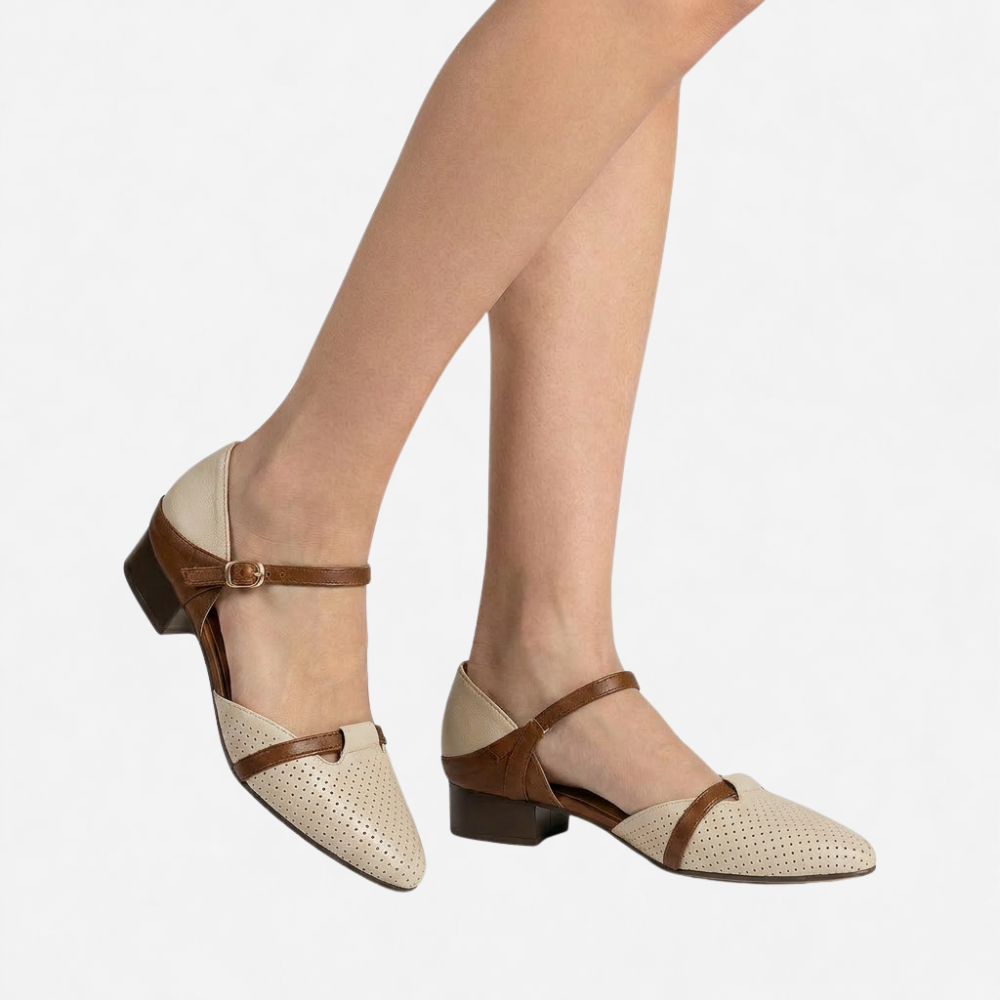 OLDMONEYLOOK | Women’s Refined Patchwork Ankle Strap Flats