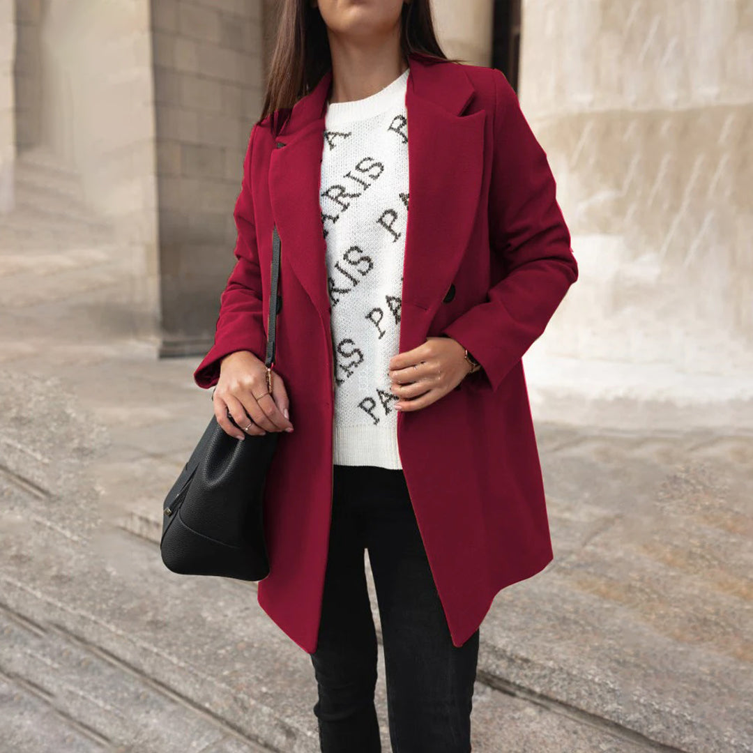 Classic Long Coat with Blazer Collar