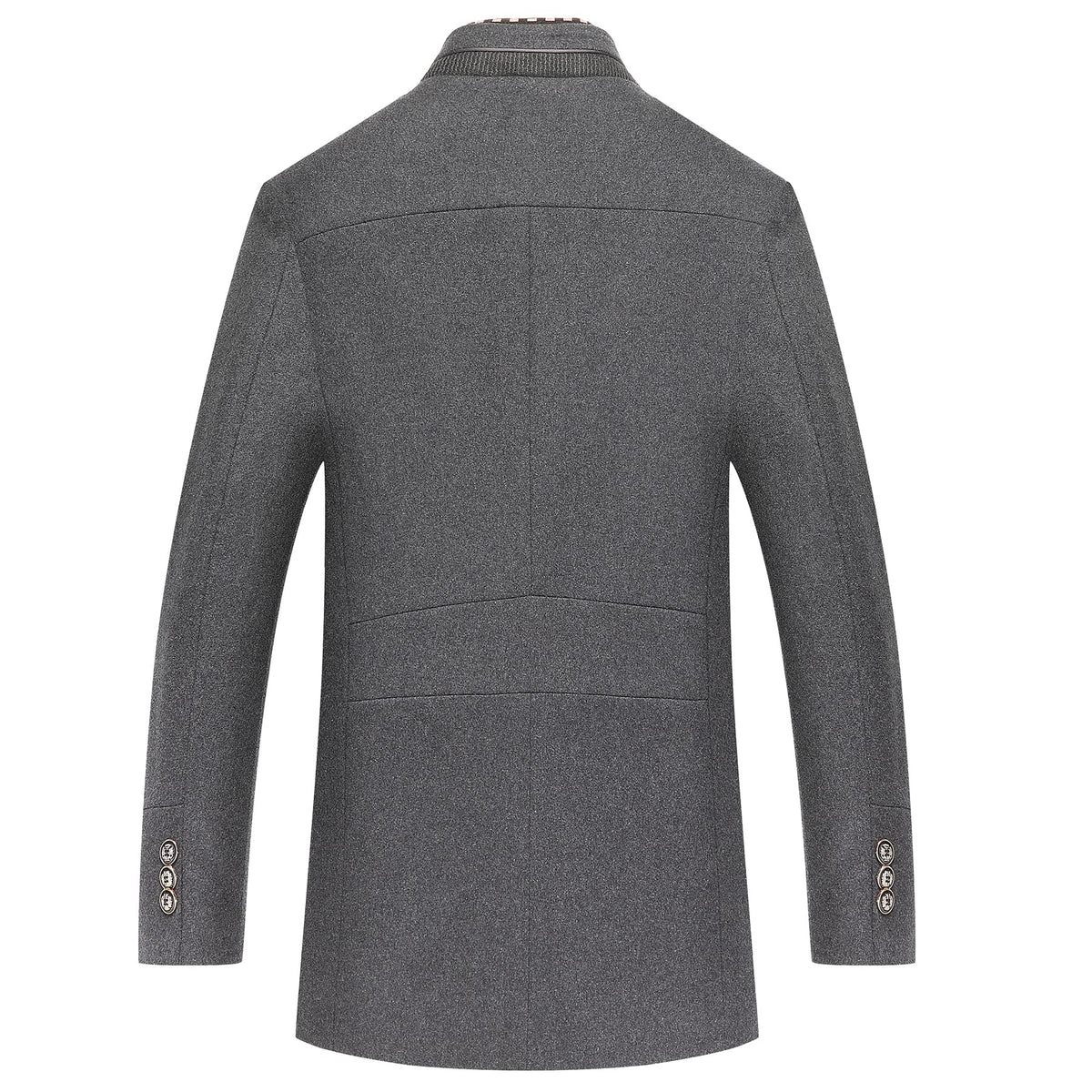 Men's Sophisticated Wool Coat with Stand-Up Collar