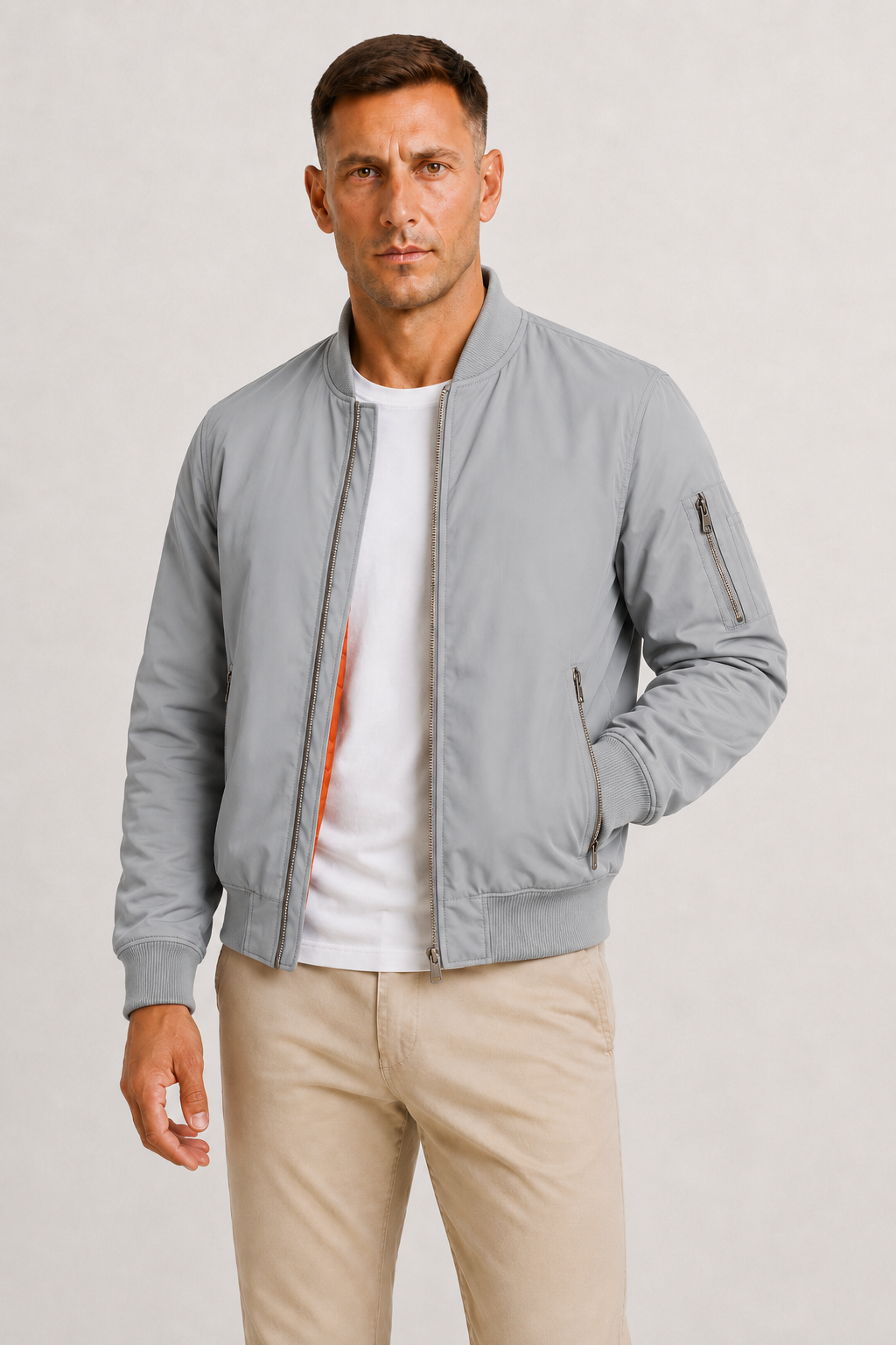 Men's Oversized Bomber Jacket with Zip
