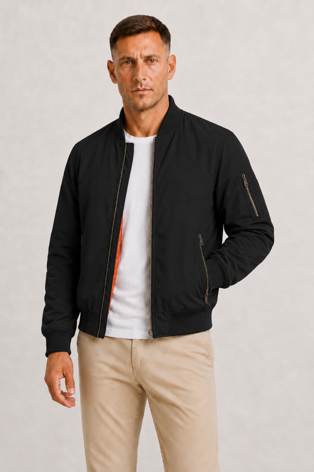 Men's Oversized Bomber Jacket with Zip