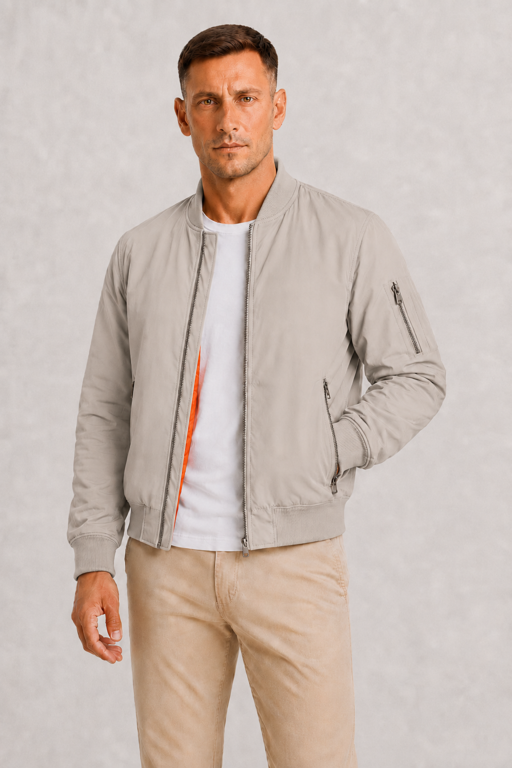 Men's Oversized Bomber Jacket with Zip