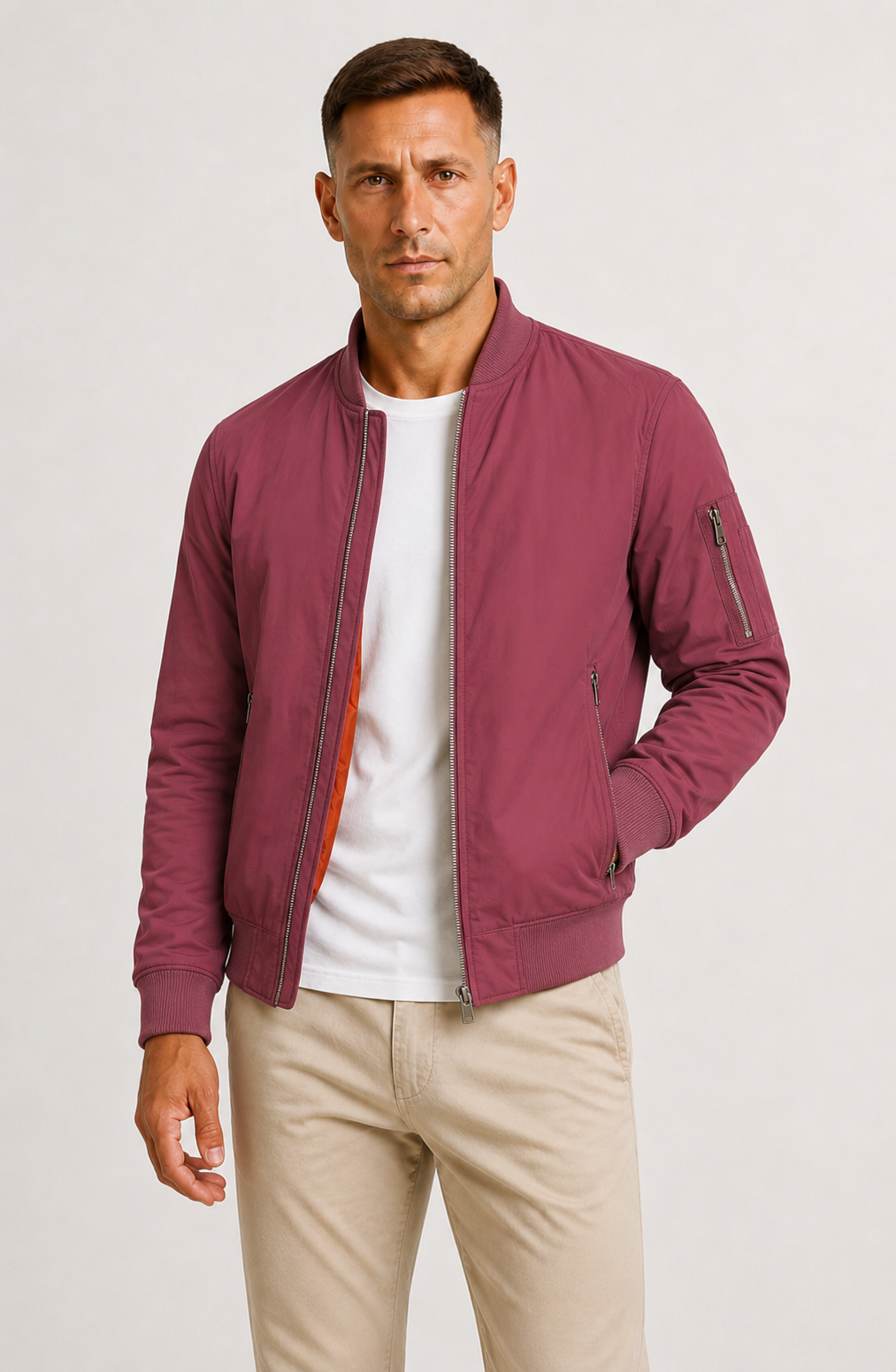 Men's Oversized Bomber Jacket with Zip