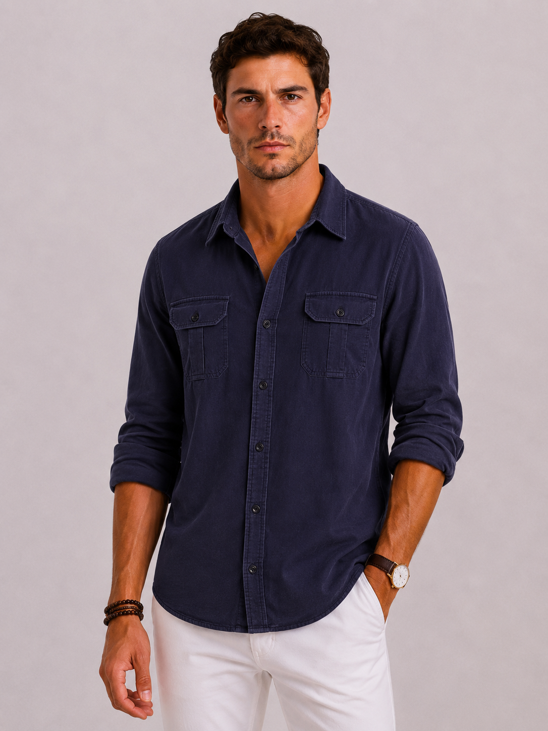 Men's Casual Shirt with Chest Pockets
