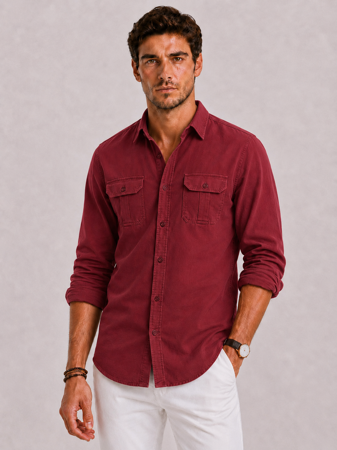 Men's Casual Shirt with Chest Pockets