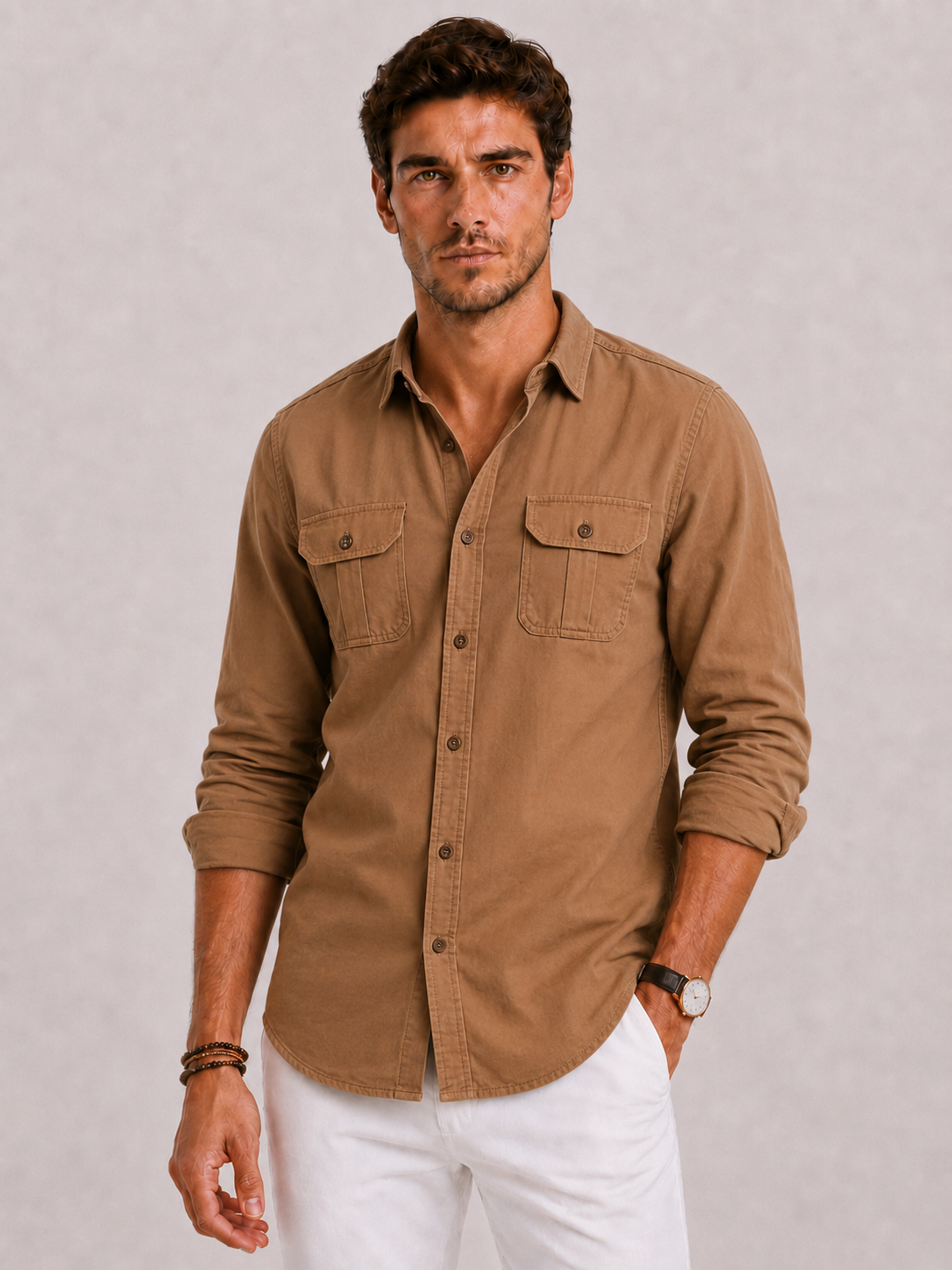 Men's Casual Shirt with Chest Pockets
