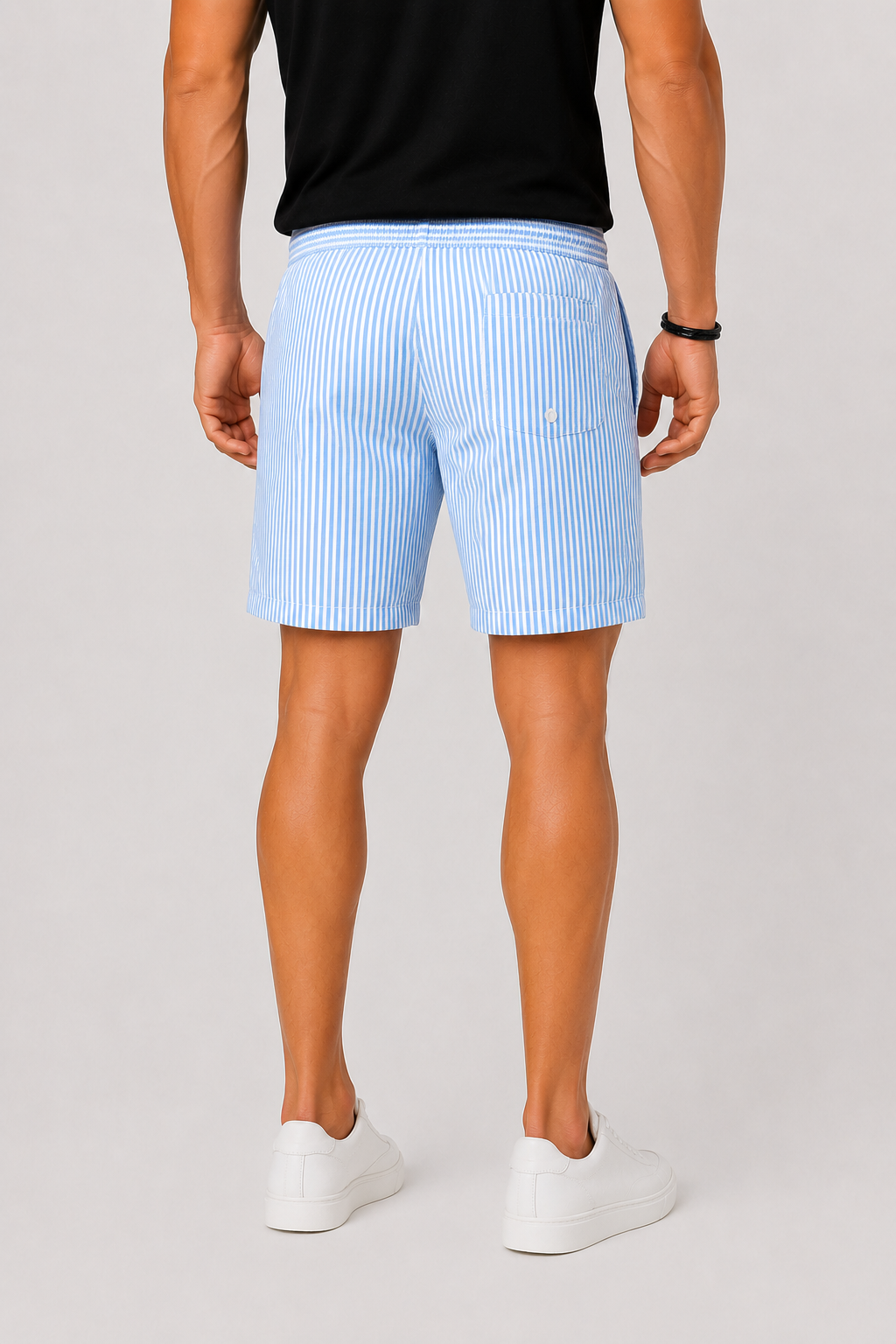 Men's Striped Swim Shorts with Drawstring