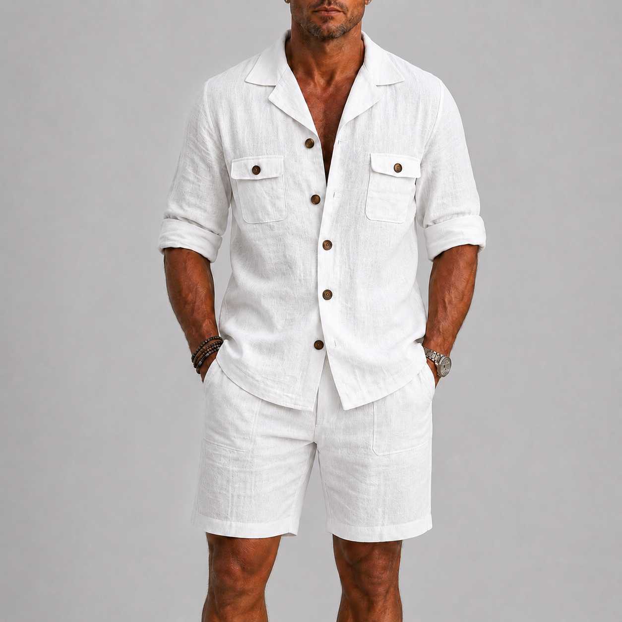 Men's Linen Set with Shirt and Shorts