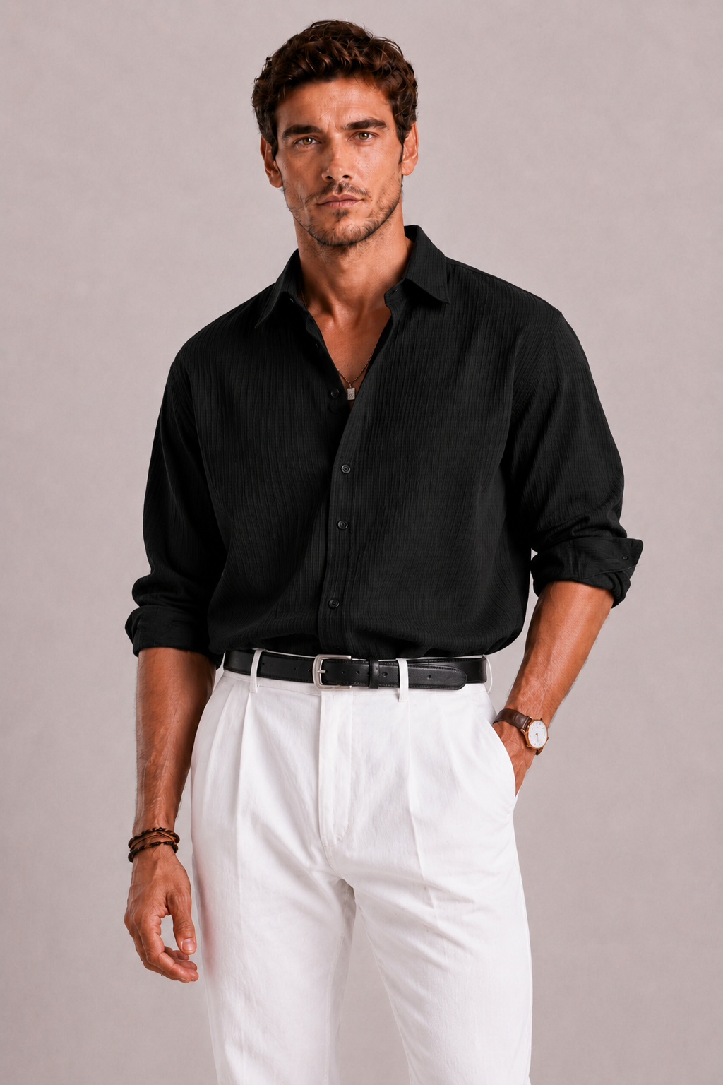 Men's Oversized Shirt with Long Sleeves