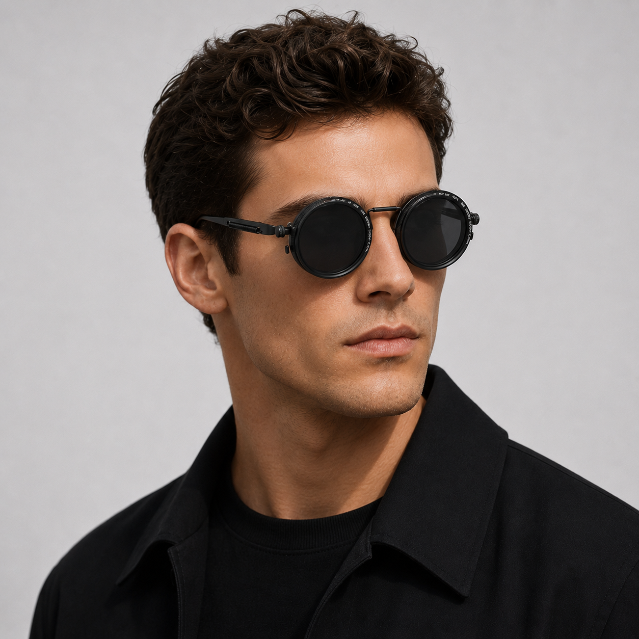 Round Sunglasses with Steampunk Design