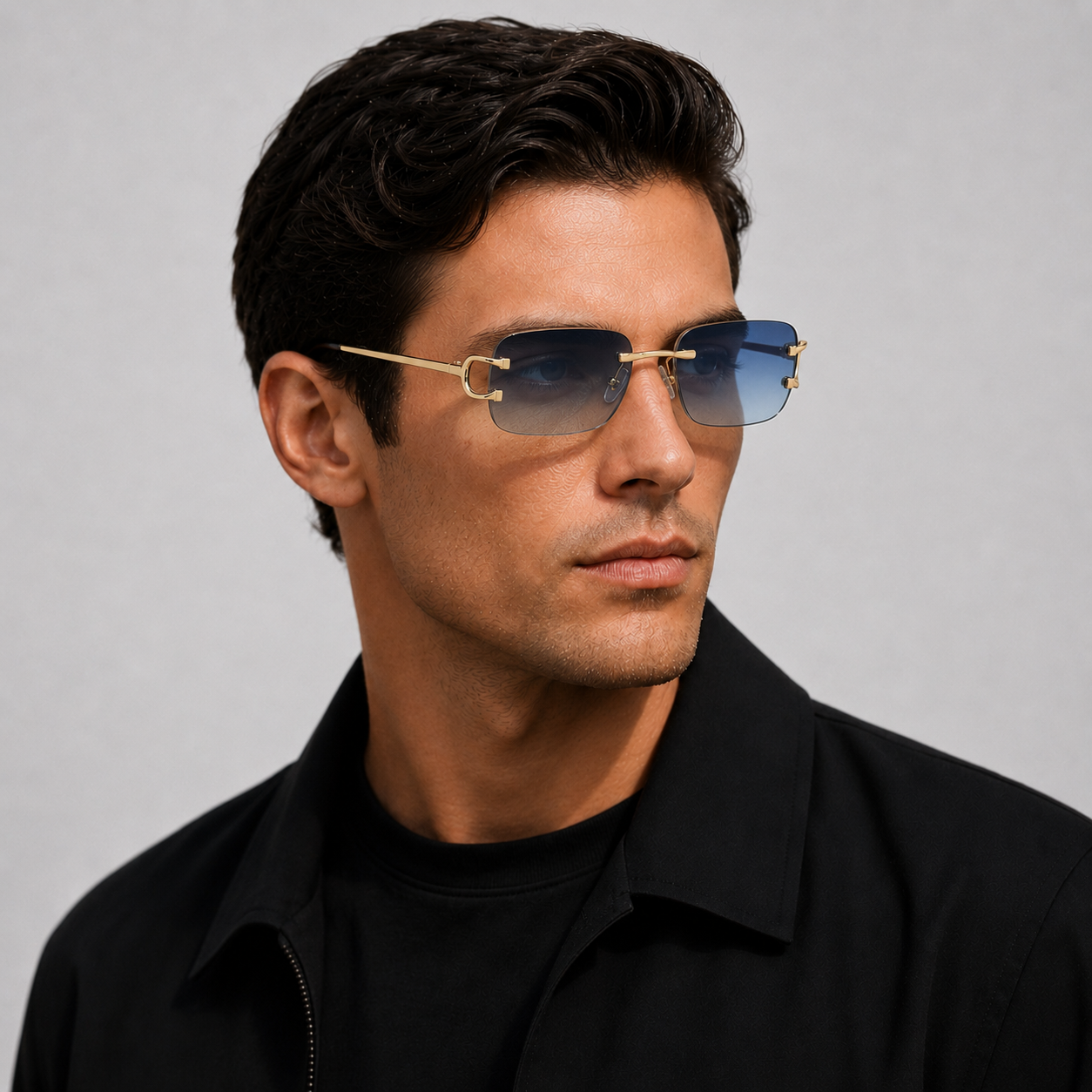 Men's Rimless Sunglasses with Gradient Lenses