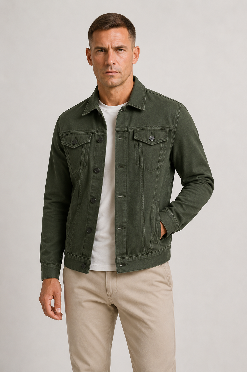 Men's Lightweight Denim Jacket Modern Casual Style