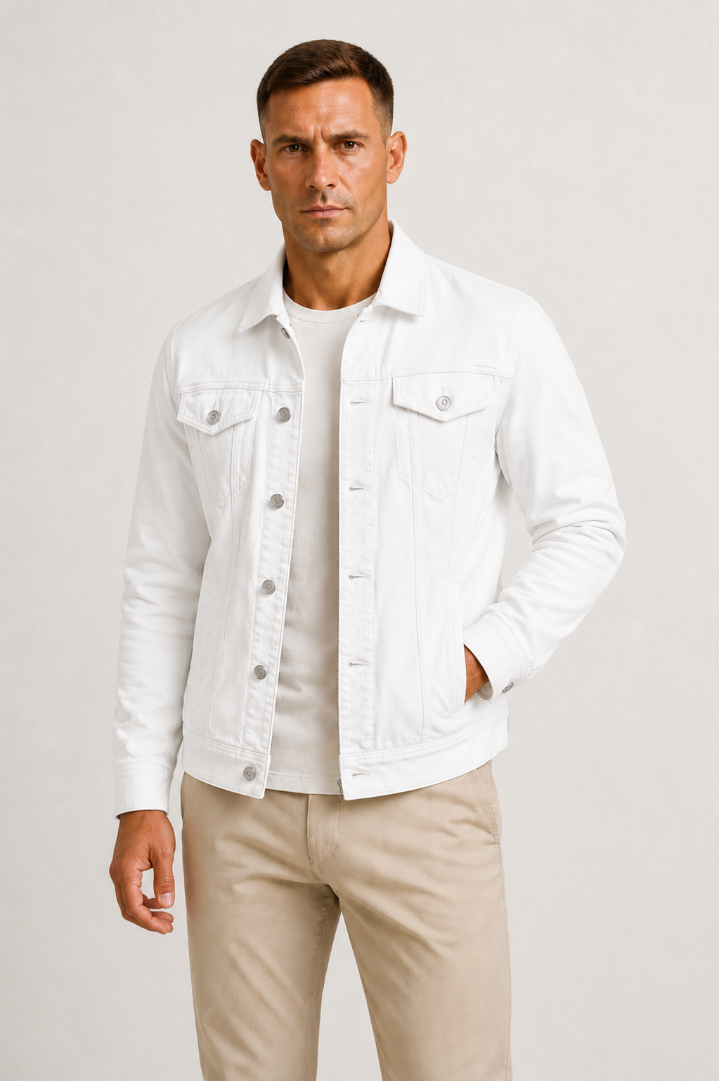 Men's Lightweight Denim Jacket Modern Casual Style