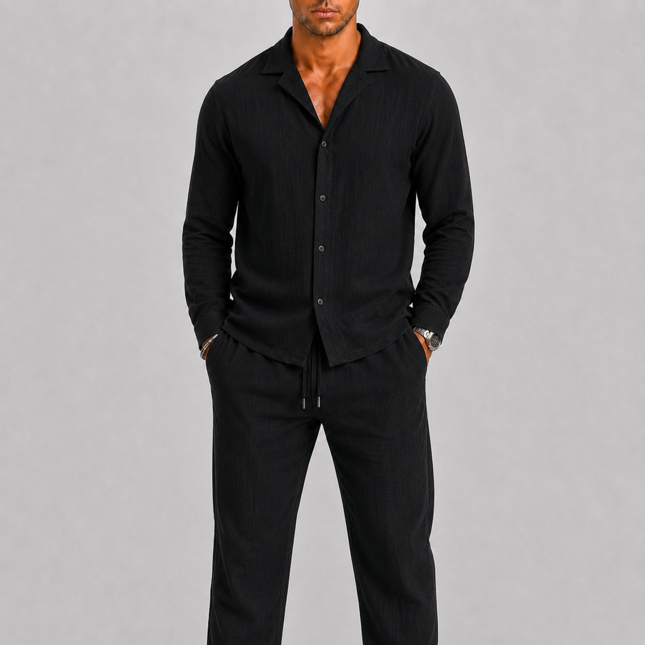 Men's Linen Set Cuban Collar Timeless Summer Style