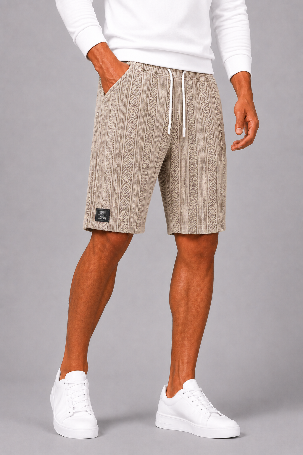 Men's Relaxed Shorts with Elastic Waistband and Drawstring